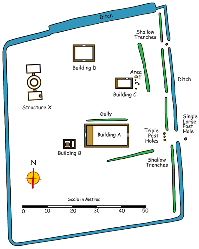 Plan of the Anglo-Saxon Royal Palace at Cheddar in Somerset -  Nash Ford Publishing